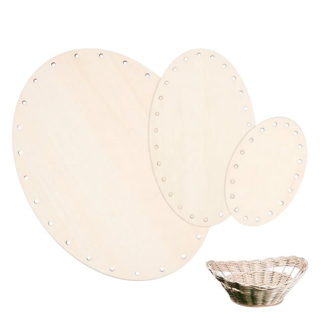 3 piezas de base de cesta de madera ovalada para crochet, para hacer cestas de bricolaje, manualidades de tejido, decoración del hogar