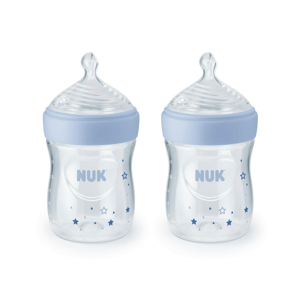NUK Simply Natural Baby Bottles, 5 oz, 2Pack, Boy