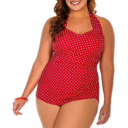 Suddenly Slim by Catalina Women's Plus-Size Slimming Sweetheart Sarong One-Piece Swimsuit