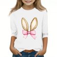 thumbnail image 2 of LckLvx Cute Tops for Girls Easter 3/4 Sleeve Shirts Casual Stretch Graphic Print Tee Tops 3-12 Years, 2 of 4