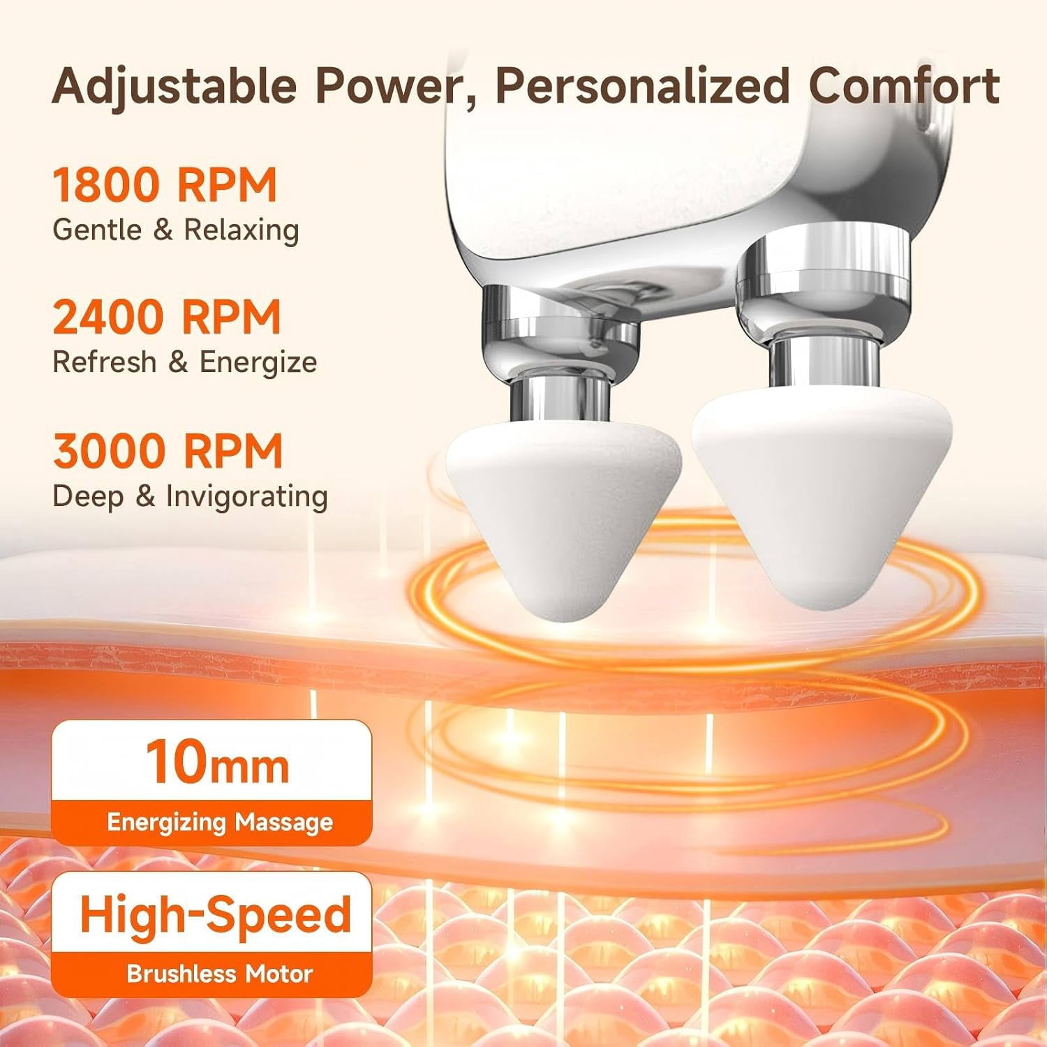 Dual-Head Mini Massage Gun, High-Power Portable Handheld Massager with 6 Heads