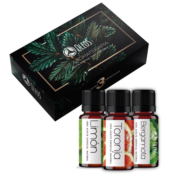 Kit Aromaterapia OLEOS - ENERGÍA Y CONCENTRACIÓN - 3 Aceites Esenciales 100% Natural y puro. 10ml (Limón, Naranja, Bergamota, Toronja, Lima) Vida Scents Kit Oleos Energía y concentración – 3 Piezas
