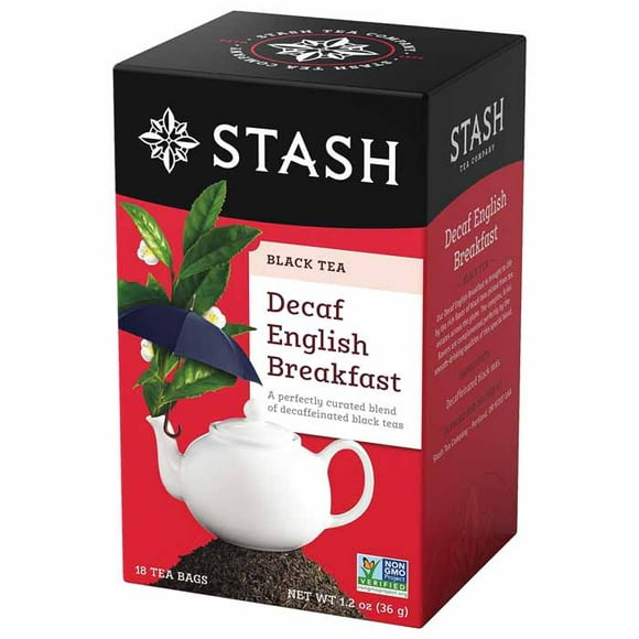 Stash Tea - Black Tea Decaf English Breakfast 18 Tea Bags, 36g