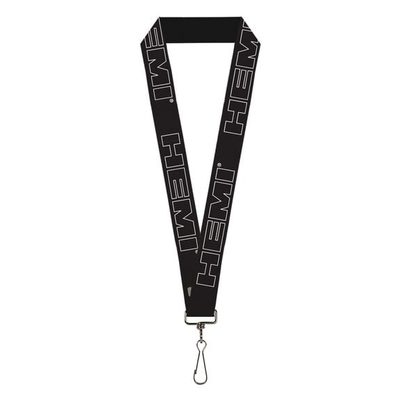 Hemi Lanyard, Hemi Bold Outline Black White, Elastic