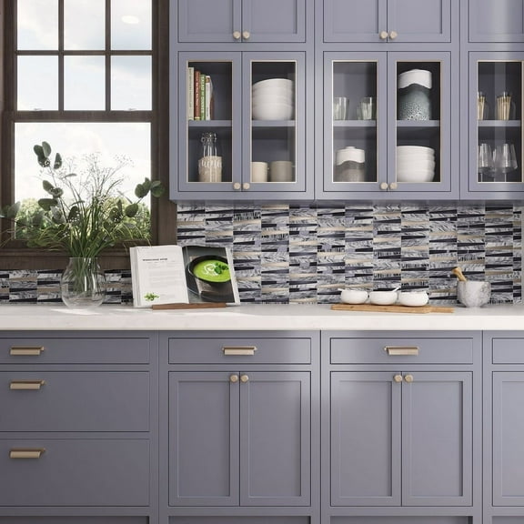 Apollo Tile 5 pack 11.8-in x 11.8-in Blue Marble and Glass Mosaic Tile (4.83 Sq ft/case)