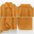 thumbnail image 5 of Womens Tops Faux Suede Jacket Spring Lapel Pilot Coat Casual Oversized Long Sleeves Streetwear Outerwear Woven Strips Fabric L Sweaters For Women, 5 of 7