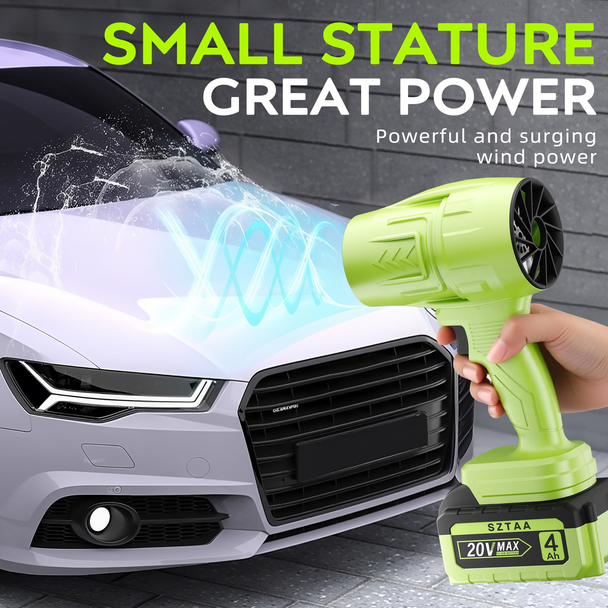 Power Cordless Leaf Blower 20V，1 Battery Handheld for Yard, Lawn, Driveway & Snow,260 Cfm/76 mph Air Speed & 29000 RPM,Variable Speed, Lightweight