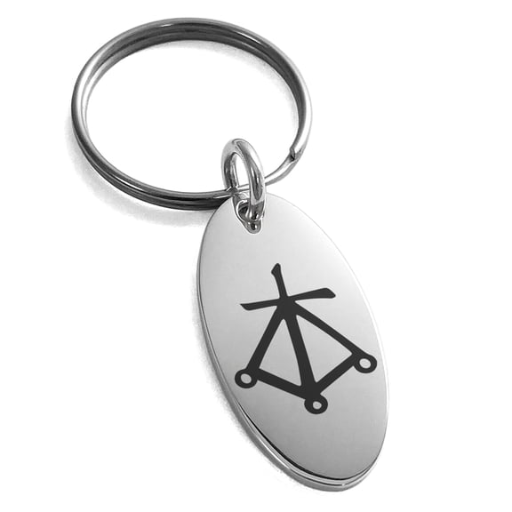 Stainless Steel Reiki Harth Compassionate Engraved Small Oval Charm Keychain Keyring