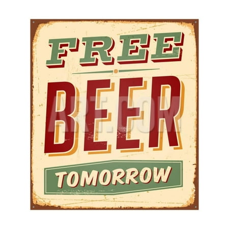 - Vintage Design - Free Beer Tomorrow Print Wall Art By Real Callahan