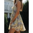 thumbnail image 4 of Women'S 2025 Summer Floral Bohemian Flowy Dress Short Sleeveless Ruffle Spaghetti Strap Dress  Yellow XL, 4 of 7