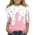 thumbnail image 2 of Drmagiyhm Girls Shirts Size 10-12 Cute Crewneck Shirt Ice Cream Graphic T-Shirt Casual Stylish Girl Beach 3/4 Sleeve Tees Pink 4-5 Years, 2 of 5