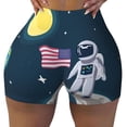 thumbnail image 2 of Uemuo Astronaut With USA Flag Pattern Women Workout Impact Shorts Scrunch Butt Lifting Gym Shorts Seamless Booty Biker Shorts-Medium, 2 of 8