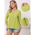 thumbnail image 2 of DARING DIVA Women's Button Down Blouse Long Sleeve V Neck Lightweight Top XL Yellow, 2 of 6