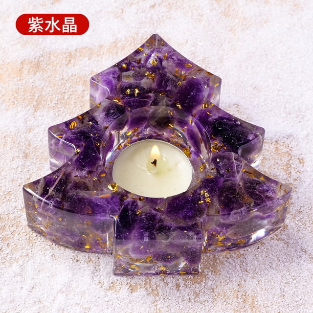Nvzi 1 pieza de cristal púrpura natural, piedra cruda, resina, pegamento, adorno para árbol de Navidad, decoración navideña, para fiestas y el hogar