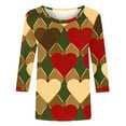 thumbnail image 5 of Craaazy Women's Casual Heart Prints Crewneck 3/4 Sleeve Loose Valentine Shirts for Her Gifts, 5 of 5