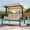 Khaki, variant on SOLLED 3-Seat Porch Swing with Stand 800 LBS Heavy Duty Outdoor Patio Swing Bed with Adjustable Canopy and Cup Holders for Backyard Garden,khaki
