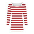 thumbnail image 6 of Womens Plus Size Tops, 3/4 Sleeve Shirts for Women Fall Fashion Loose Fit Striped Printed Square Neck T-Shirts, 6 of 6