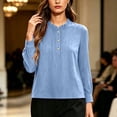 thumbnail image 5 of YuXingFu Petite Tops for Women Crew Neck Pleated Ruffle Detail Long Sleeve for Everyday Loose Fit Tees Tops Sky Blue XL, 5 of 6