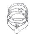 thumbnail image 1 of Pulsera de cuero ajustable con adorno de mano circular ahuecado de 5 piezas, pulsera sencilla para traje, 1 of 3