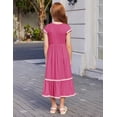 thumbnail image 6 of Arshiner Girls Summer Maxi Dresses Short Sleeve Casual Flowy Tiered A-Line Dress with Pockets, 6 of 6