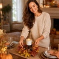 thumbnail image 4 of UALSRZL Candle Rings Wreaths, 10in Thanksgiving Sunflower Maple Leaves Berry Pinecone Candle Rings, Candles Wreath for Fall Table Decor, Multicolor, 4 of 7