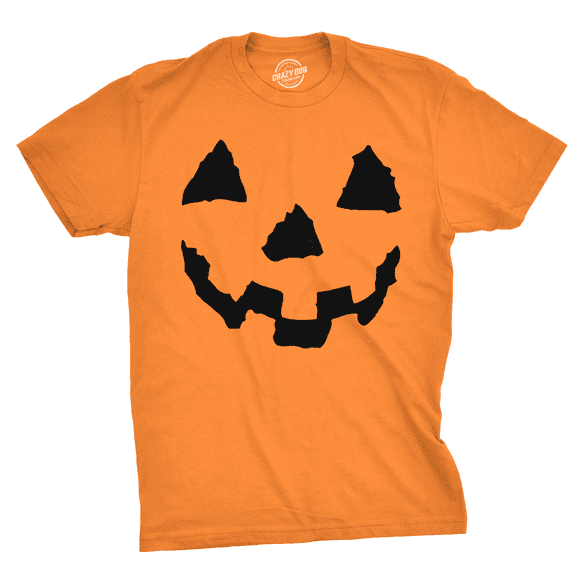 Pumpkin Face T-Shirt Funny Halloween Jack O Lantern Shirt (Orange) - L