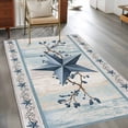 thumbnail image 3 of Blue Texas Star Washable Area Rug 4 x 6 ft Vintage Star Berry Blue Beige Wood Grain, Soft Non Slip Rugs Stain Repellent Indoor Felt Carpet for Living Dining Room Bedroom Home Office, 3 of 9
