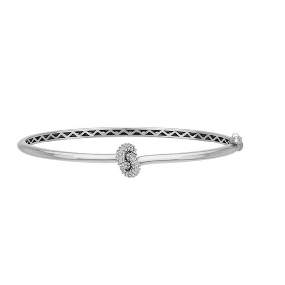 ARAIYA JEWELRY 10k White Gold Diamond Absolutely Knot Bangle Bracelet (3/8 Cttw, I-J/ I2-I3), 7"