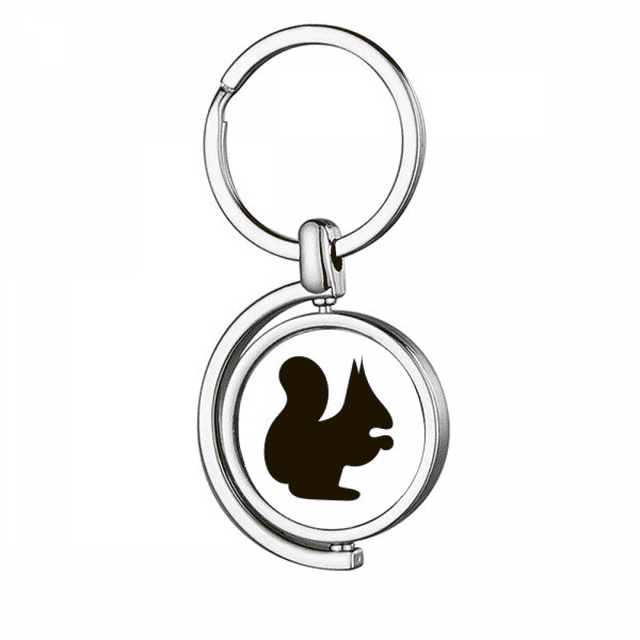 Black Squirrel Animal Portrayal Rotating Keychain Metal Keyring Holder