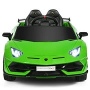 Topbuy Licensed Lamborghini Kids Electric Ride On Car 12V Motorized Vehicles with LED Lights Green