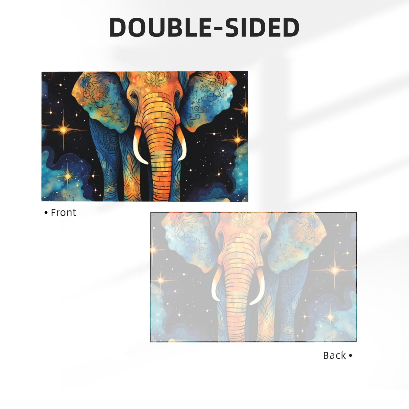 Elephant Indian Psychedelic Starry Four Hole Decorated Banner Flag for Garden Yard Home Decoration Indoor Outdoor 4x6 Ft