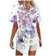 thumbnail image 5 of Summer Savings Clearance! Edvintorg Women Sets Two Pieces 2023 Fashion Women Casual Print Short Sleeve Button Tops Nightwear Shorts Sleepwear Sets Purple S, 5 of 6