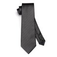 thumbnail image 5 of HISDERN Gray Stripe Ties for Men Handkerchief Cufflinks Set Classic Woven Necktie Business Wedding, 5 of 8