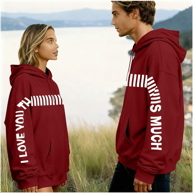 Elvqul Chandails Molletonnés pour Femmes, Chandails Graphiques avec Capuchon, Chandails Molletonnés Mode pour les Fêtes, Chandails Molletonnés à Enfiler pour Femmes, Saint-Valentin
