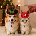 thumbnail image 4 of Dog Cat Christmas Antler Hat, Soft Plush Holiday Headwear with Ears, Festive Winter Cosplay Pet Costume Accessories for Fun Party, 4 of 6