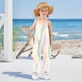 thumbnail image 5 of Girls' Jumpsuits Rompers Summer Casual Sleeveless Rompers With Pockets Spaghetti Strap Romper Pastel Rainbow Colors Pattern 2T, 5 of 7