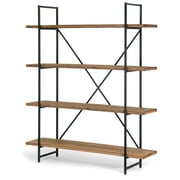 Ailis 75 Brown Pine Wood Metal Frame Etagere Bookcase Four-shelf Media Center