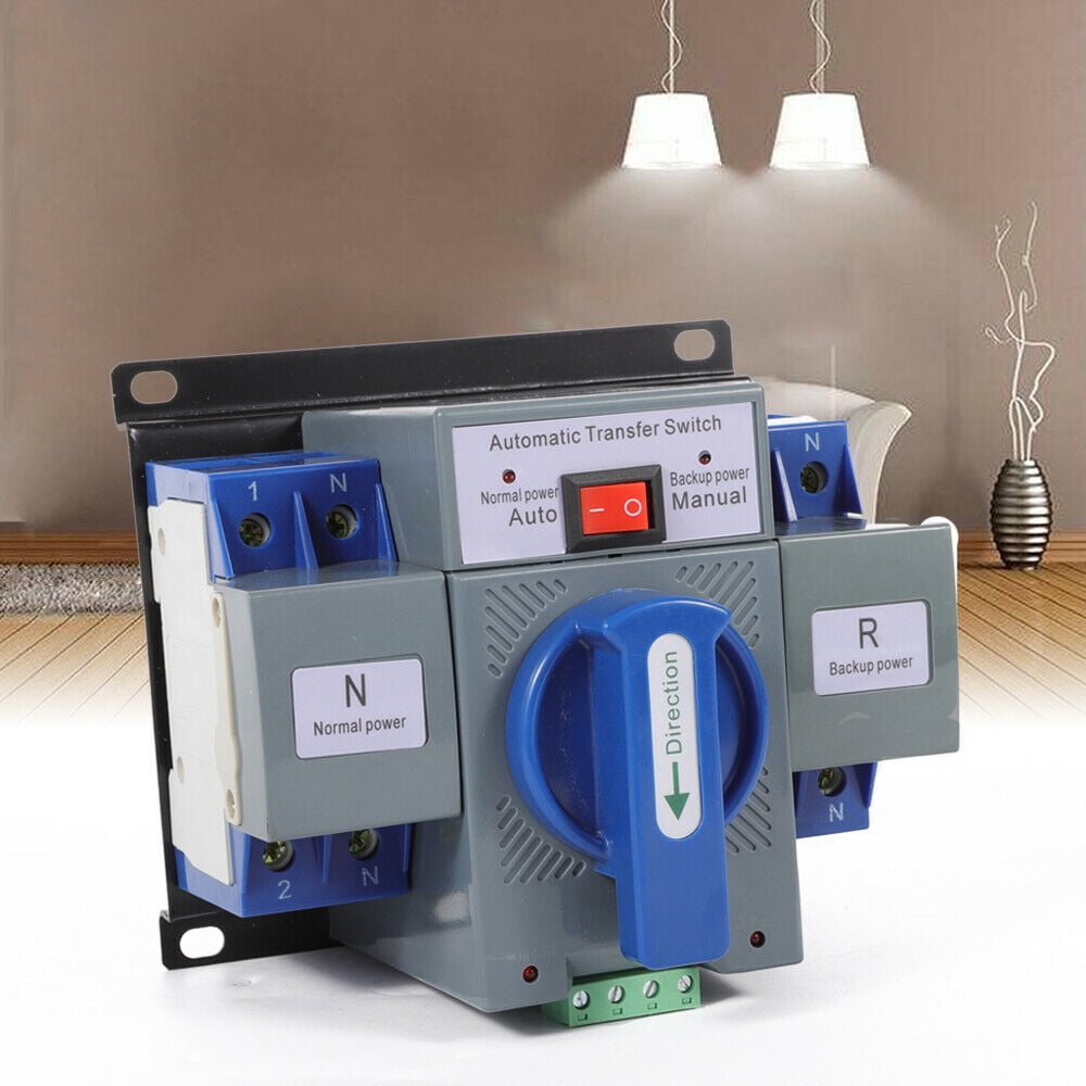 Transfer Switch 2P/63A Dual Power Automatic Transfer Switch Automatic Generator Transfer Device with Indicator Light Display 