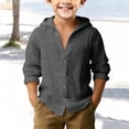 thumbnail image 2 of Splozh Chemise Boutonnée Garçon Été Basique Décontractée Manches Longues Chandails Garçon Chemise Boutonnée Garçon Chemise à Col, Gris Foncé, 12-13 Ans, 2 of 4