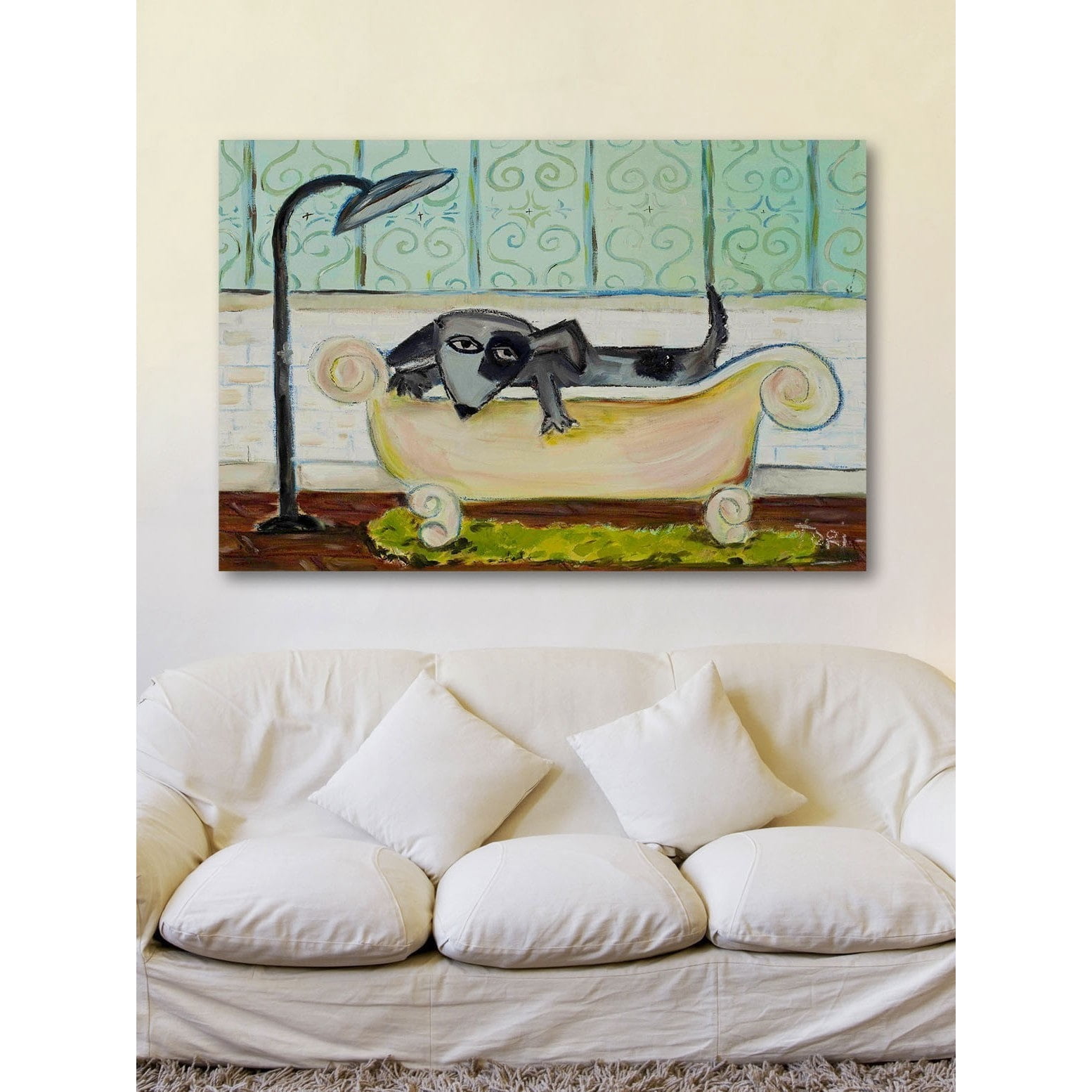 Marmont Hill Dog Bath Canvas Wall Art