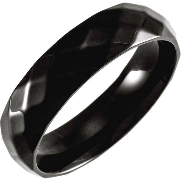 Titanium 6mm Polished Faceted Band With Black Pvd Size 7.5 Ring for Women and Men - 8.2 Grams