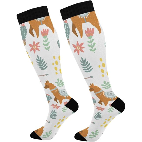GZHJMY Alpaca Compression Socks, Women Men Long Stocking (20-30mmHg), Travel Knee High Stockings for Athletic Sports,Running,Cycling,Nursing