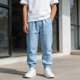 thumbnail image 5 of Ceisia Boys Elastic Waist Casual Athletic Pants Cotton-Linen Like Stretchy Breathable Cuffed Ankles Sweatpants for 5-15 Years Blue for 9-10 Years Gifts, 5 of 8