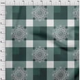 thumbnail image 4 of oneOone Cotton Silk Dark Teal Green Fabric Asian Block With Check Sewing Fabric By The Yard Printed Diy Clothing Sewing Supplies 42 Inch Wide, 4 of 4