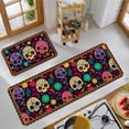thumbnail image 3 of Mexican Skulls Kitchen Mat Set of 2, Colorful Sugar Skull Calavera Day of The Dead Kitchen Rug Decor Home Decorations, Día de Los Muertos Floor Mat, 3 of 6