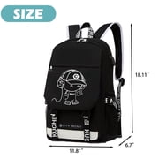 Ficcug Luminous School Bags Backpacks,16 Laptop Backpack with USB Charge Port,Student Bookbags for Boys Girls Women Men Teens,Black
