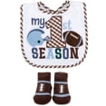 thumbnail image 3 of Baby Essentials Baby Bib & Bootie Sock Set – Football Outfit Gift for Newborns & Infants (Brown My 1st Season, 0-12 months), 3 of 8