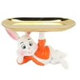 thumbnail image 2 of Verdant Touch Rabbit Tray Decoration Rabbit Plate Tray Cute Small Resin Rabbit Statue Jewelry Tray with Stainless Steel Rectangular Plate for Display Storage Orange, 2 of 8