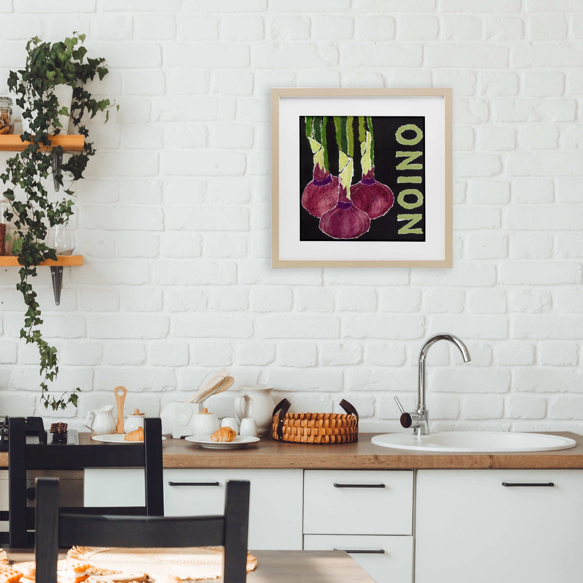 Stupell Industries Collaged Garden Onion Birch Framed Print Under Glass, design by Nancy Overton