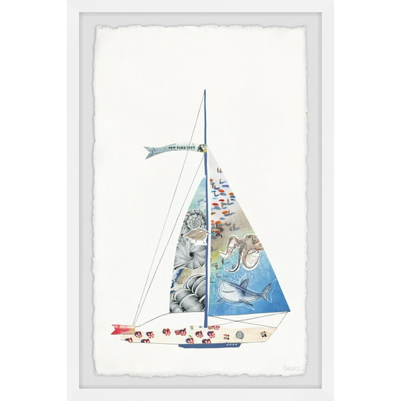 Parvez Taj Sailing Blue Sea Framed Wall Art